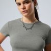 Hot Weekday Linen Blend Fitted T-Shirt