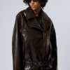 Best Weekday Flora Oversized Faux Leather Biker Jacket