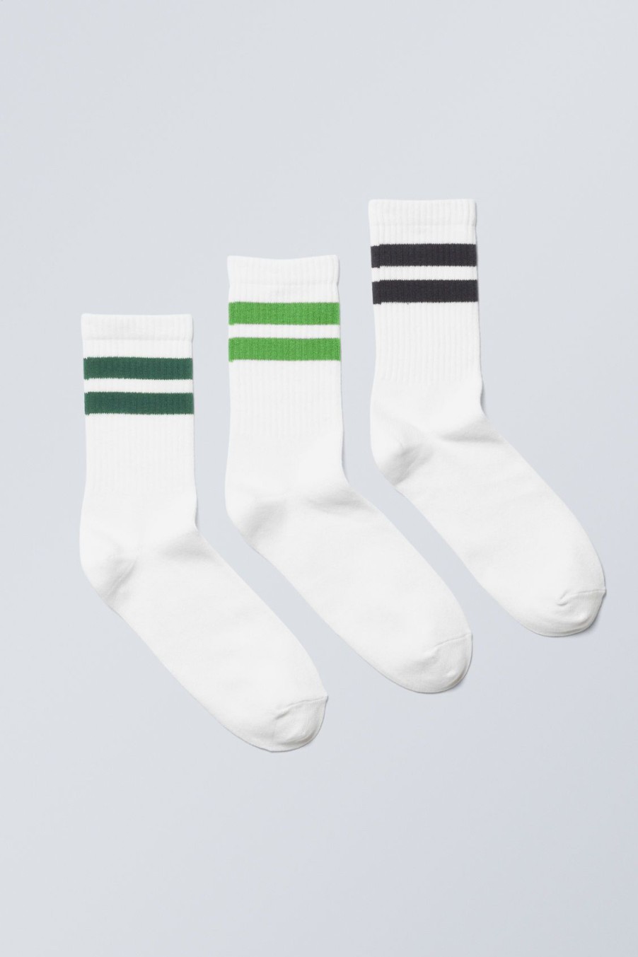 Online Weekday 3-Pack Striped Sport Socks