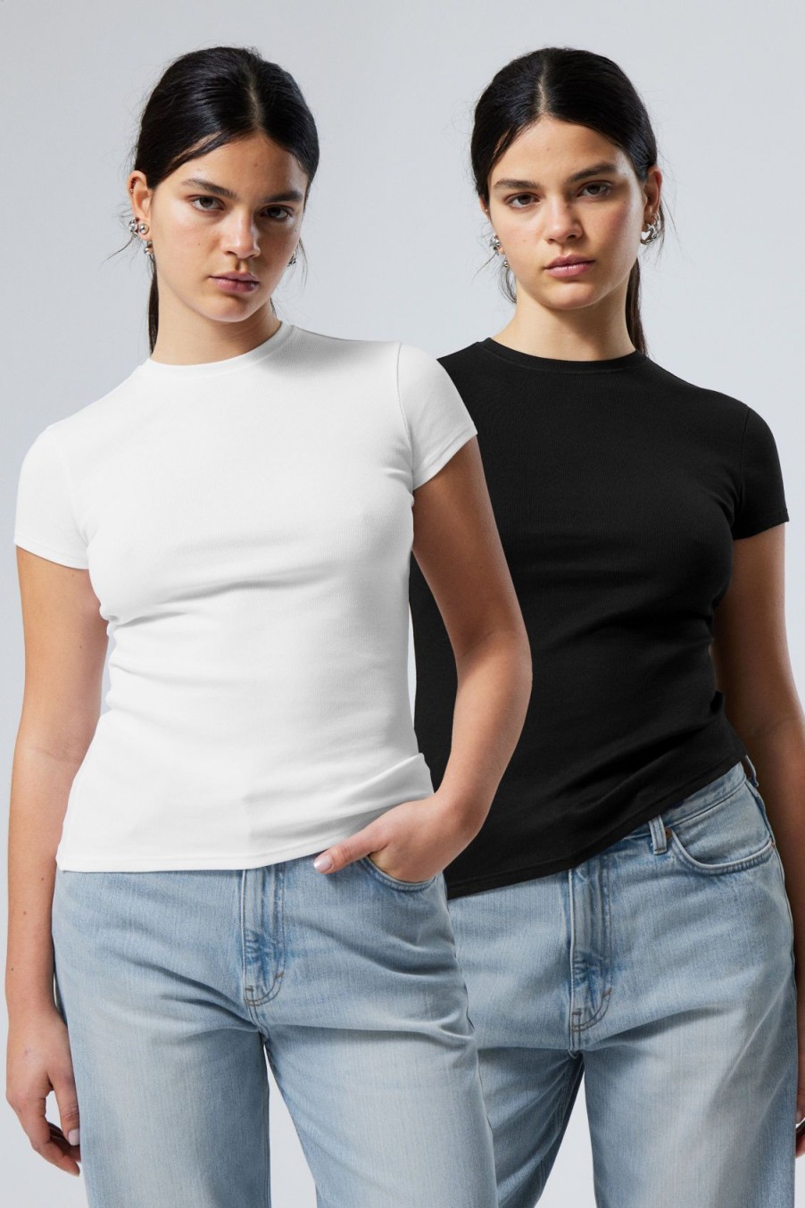 Best Weekday 2-Pack Close Fitted Rib T-Shirt