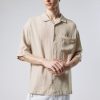 Clearance Weekday Oversized Linen Short Sleeve Shirt