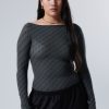 Clearance Weekday Sheer Print Boatneck Longsleeve