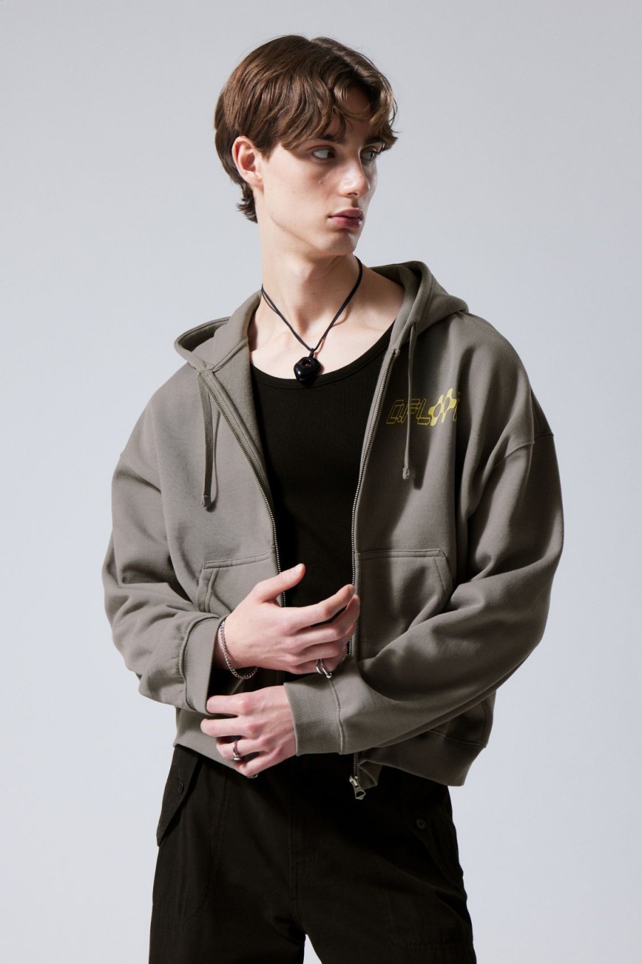 Hot Weekday Boxy Graphic Zip Hoodie