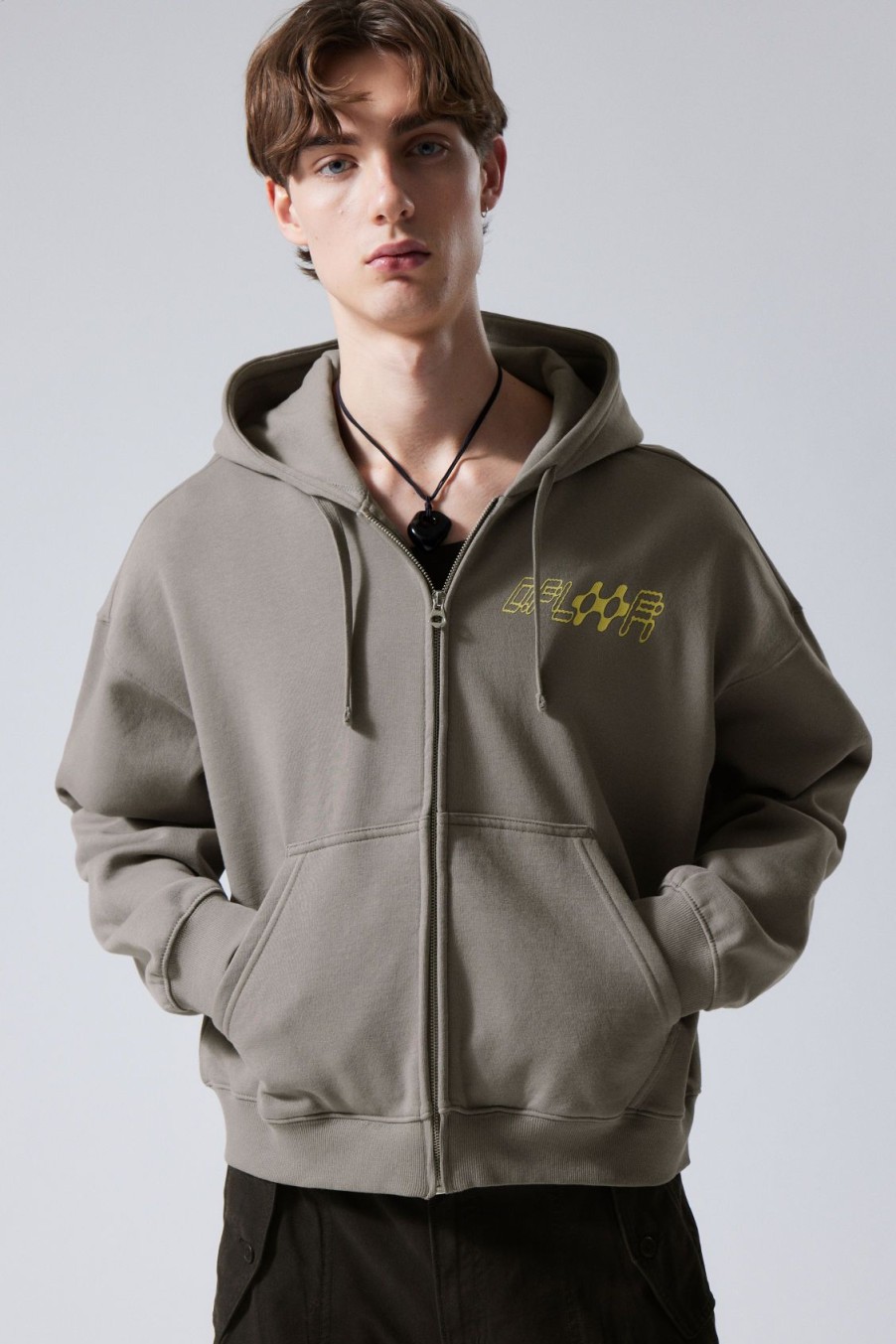 Hot Weekday Boxy Graphic Zip Hoodie