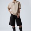 New Weekday Relaxed Linen Blend Short Sleeve Shirt