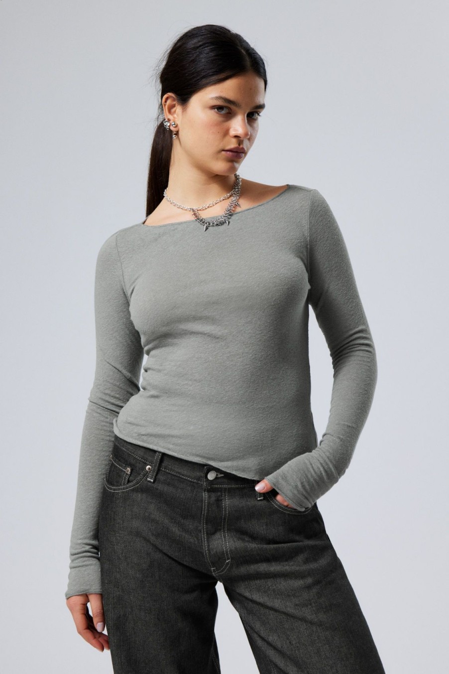 Wholesale Weekday Linen Blend Long Sleeve Top