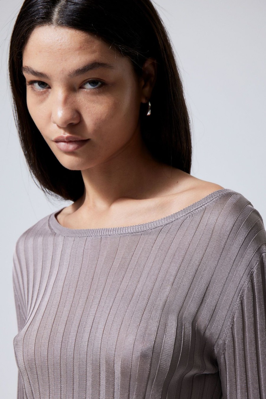 Online Weekday Enora Sheer Knit Long Sleeve Top