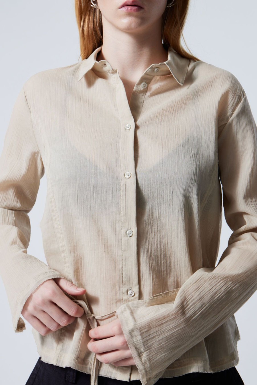 New Weekday Sheer Fitted Strap Shirt